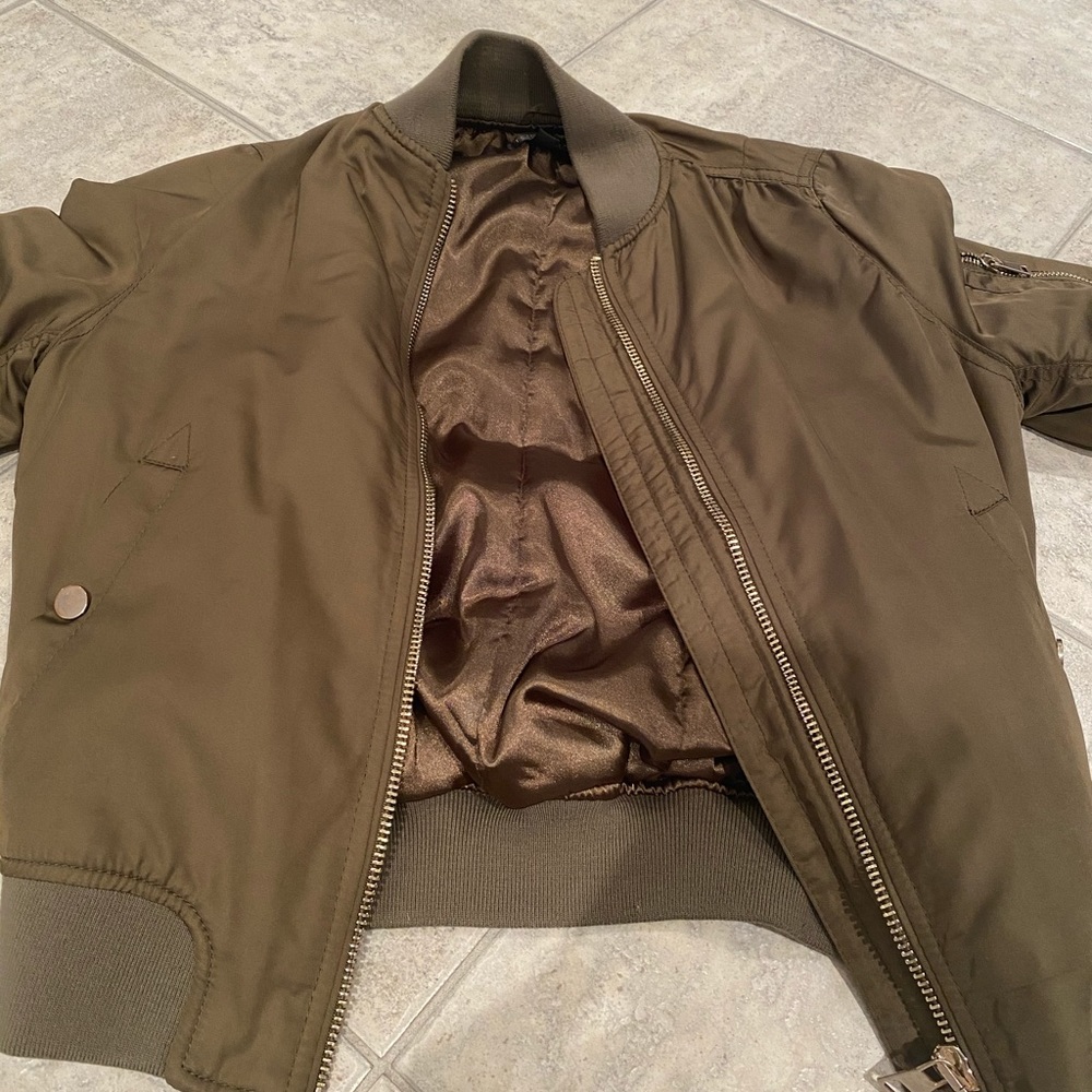 Topshop Army Green Bomber Jacket US 4